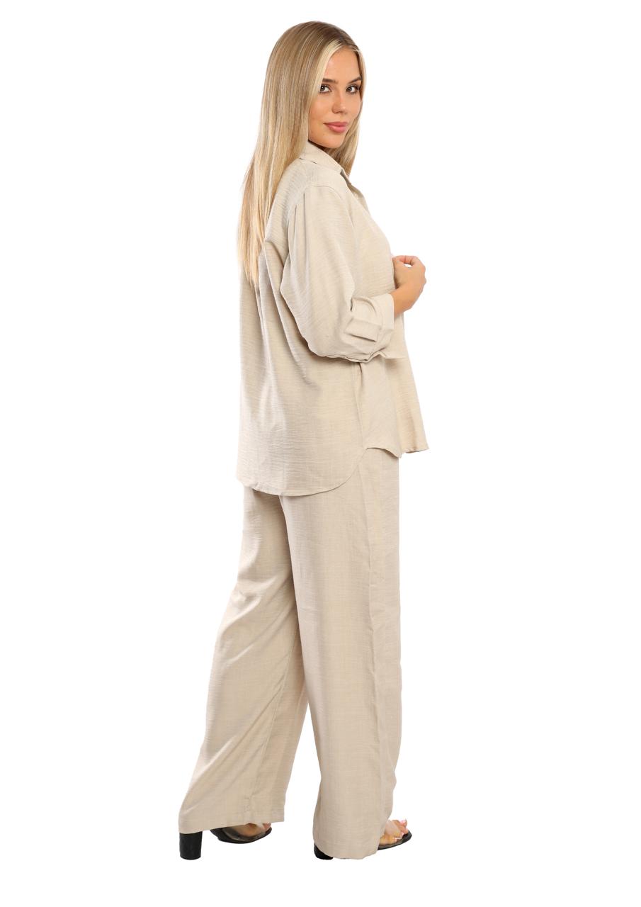Linen 2-piece Set, Relaxed-Fit Shirt with Wide-Leg