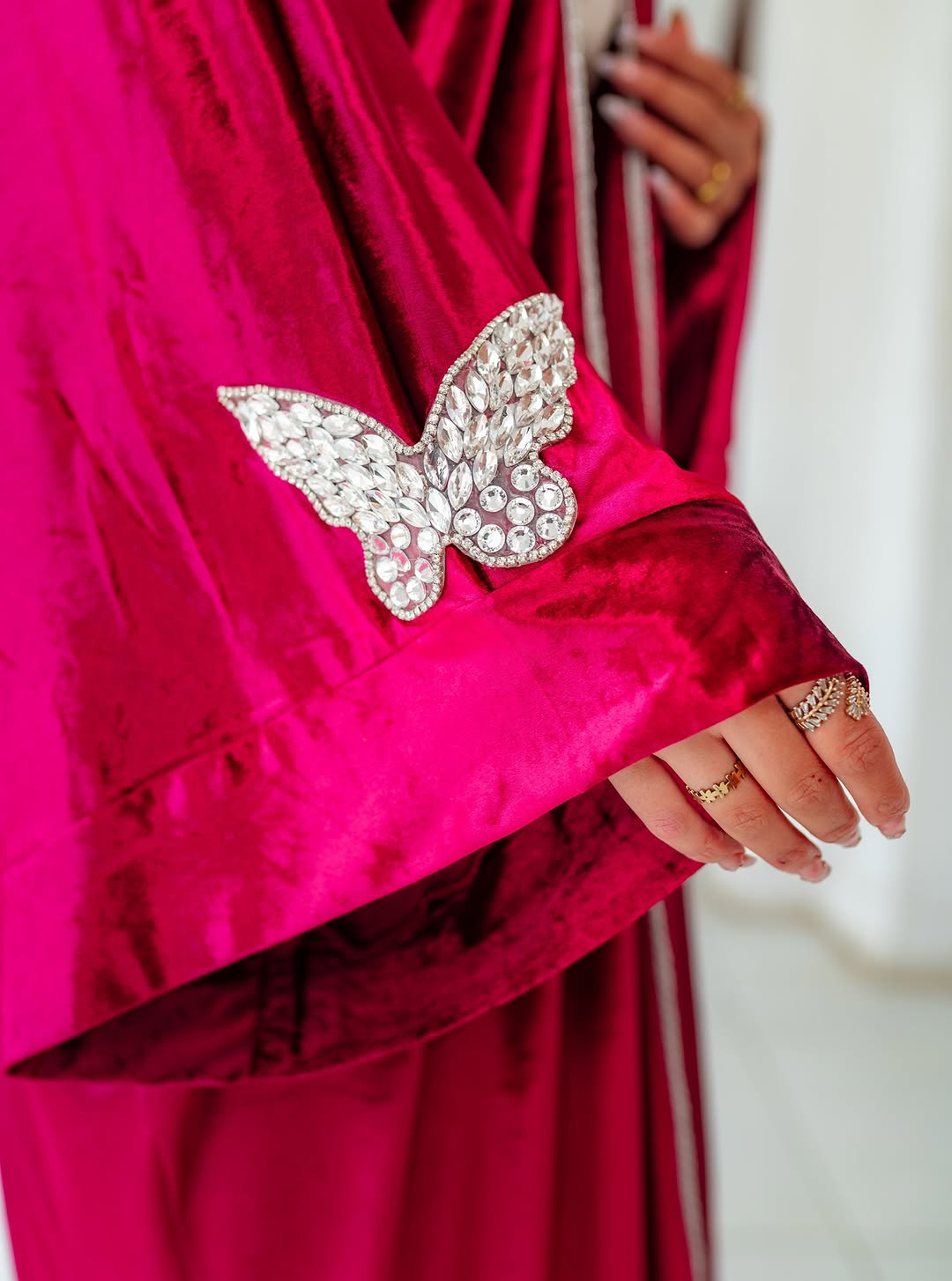 Fuchsia Velvet with Crystal Butterflies